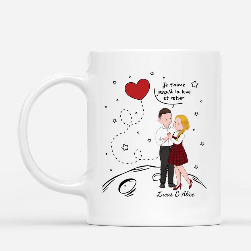 Mug Je T'Aime Jusqu'à La Lune Et Retour Saint Valentin Personnalisé