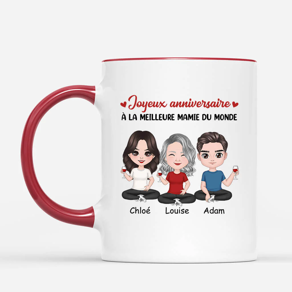 Mug Joyeux Anniversaire à La Meilleure Mamie Du Monde Personnalisé - Image 2