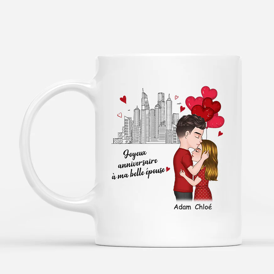 Tasse Personnalisée Couple – Joyeux Anniversaire Ma Femme