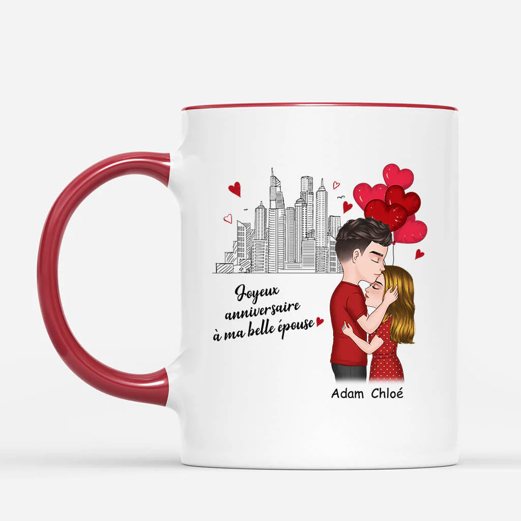 Tasse Personnalisée Couple – Joyeux Anniversaire Ma Femme - Image 2
