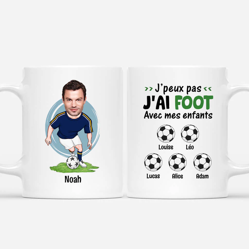 Tasse personnalisée papy – J’Peux Pas, J’Ai Foot Avec Mes Enfants