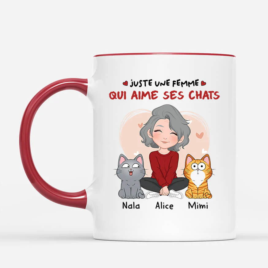 Tasse Personnalisée Avec Chat – Femme Qui Aime Ses Chats - Image 2
