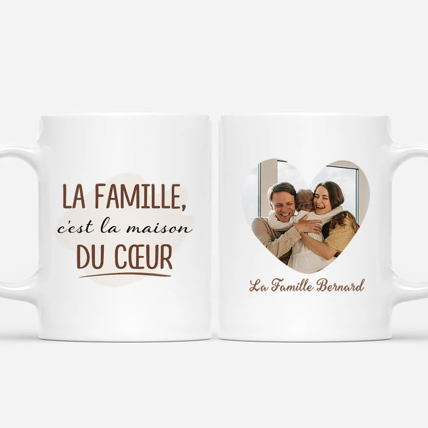 Mug personnalisable papy – La Famille, C’est la Maison du Cœur
