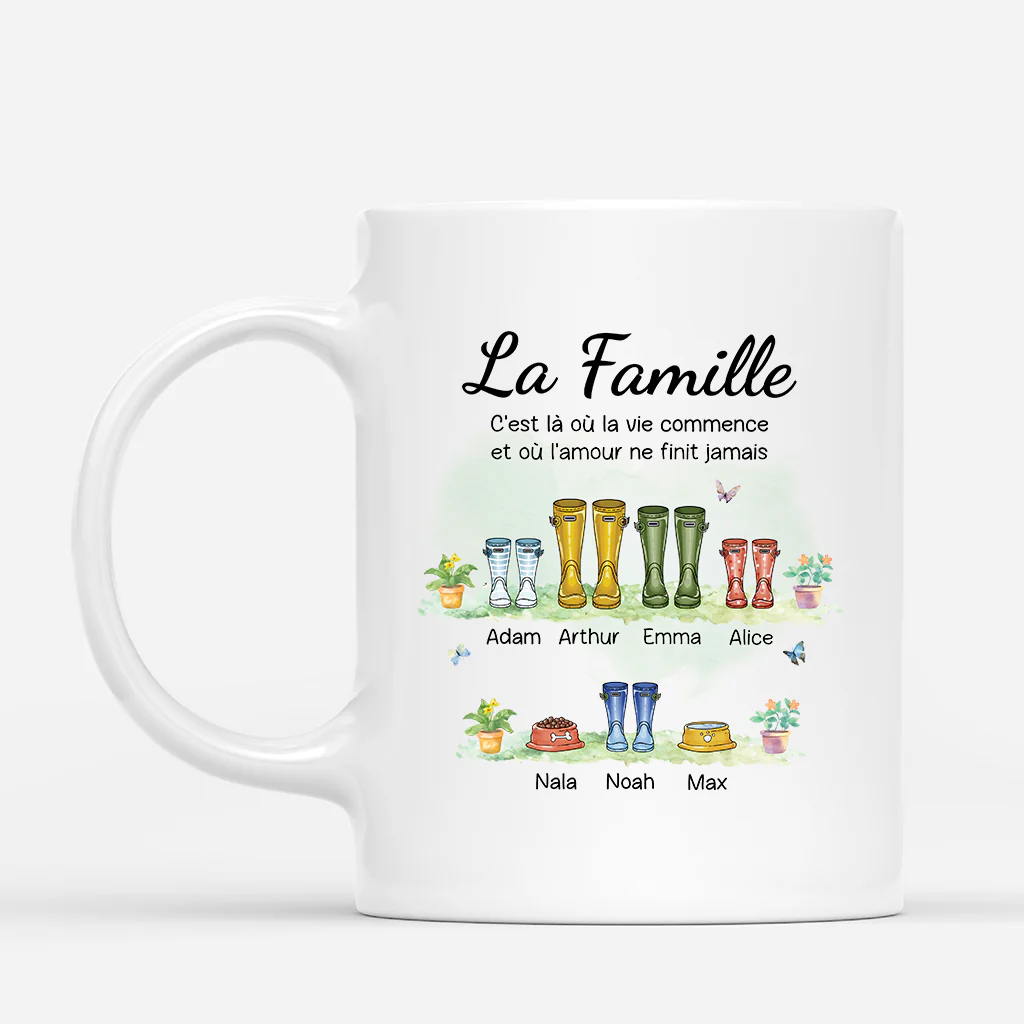 Mug Personnalisé Mamie – La Famille C’est Là Où La Vie Commence