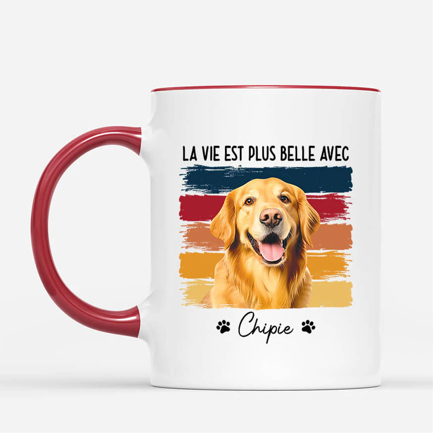 Tasse personnalisée avec chien – La meilleure vie | Cadeau Papa Chien - Image 2