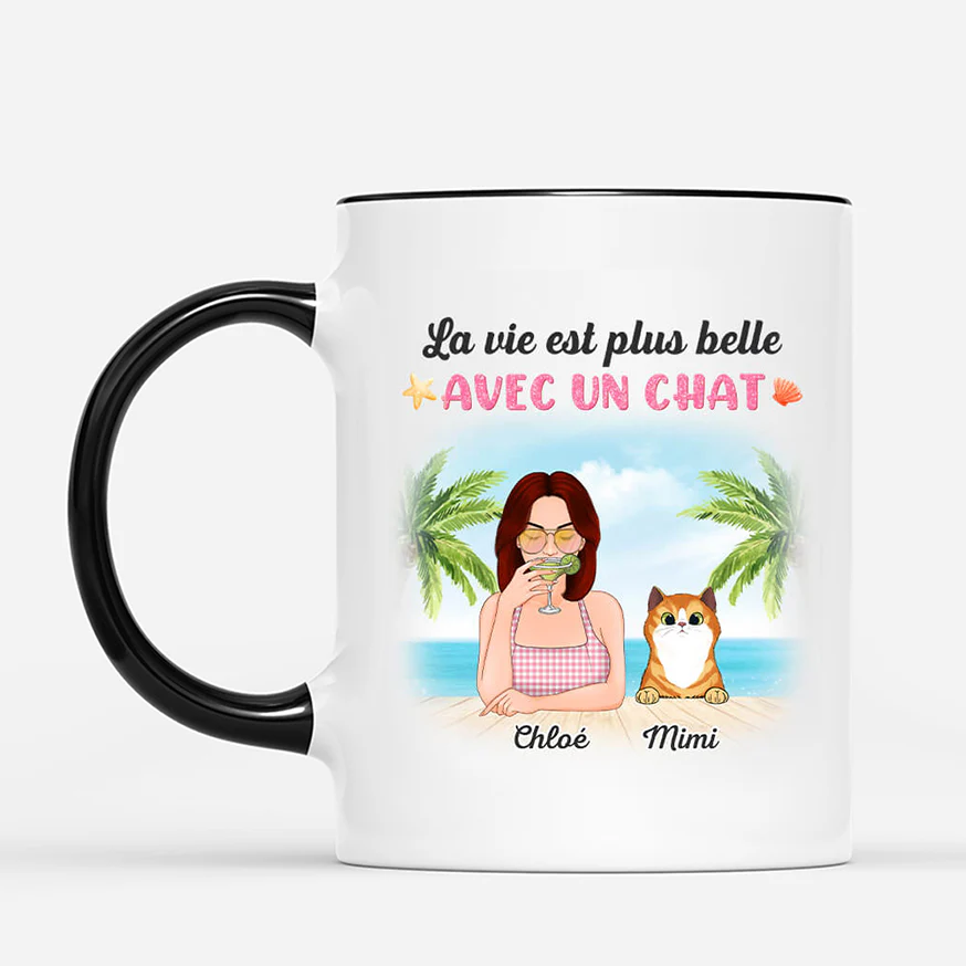 Mug Personnalisé Chat – La Vie Est Plus Belle - Image 2