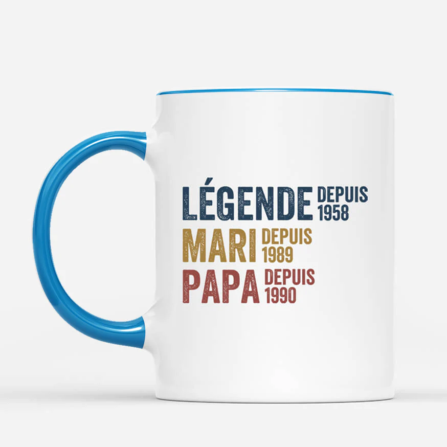 Mug Personnalisé Papa - Légende Papa Papy Depuis Avec Coeurs - Image 2