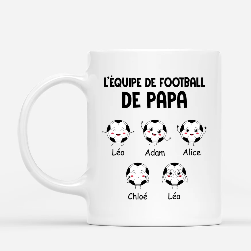 Mug Personnalisé Papa – Équipe De Football De Papa Avec Ballons