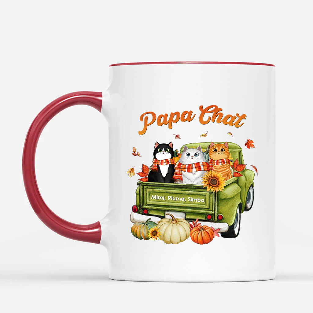 Mug Personnalisé Papa - Maman Chat Et Papa Chat Automne - Image 2