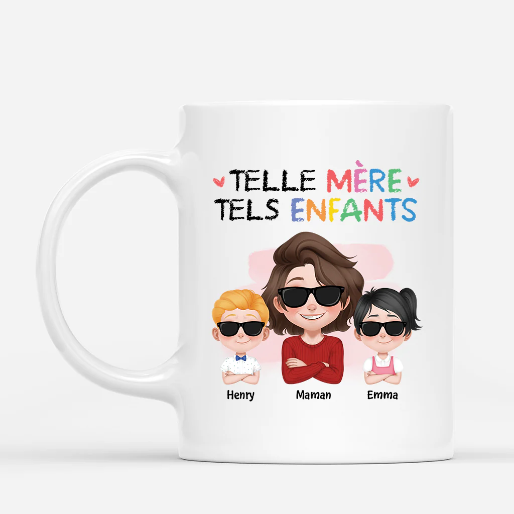 Mug Personnalisé Maman - Telle Mère Tels Enfants - Design Cartoon