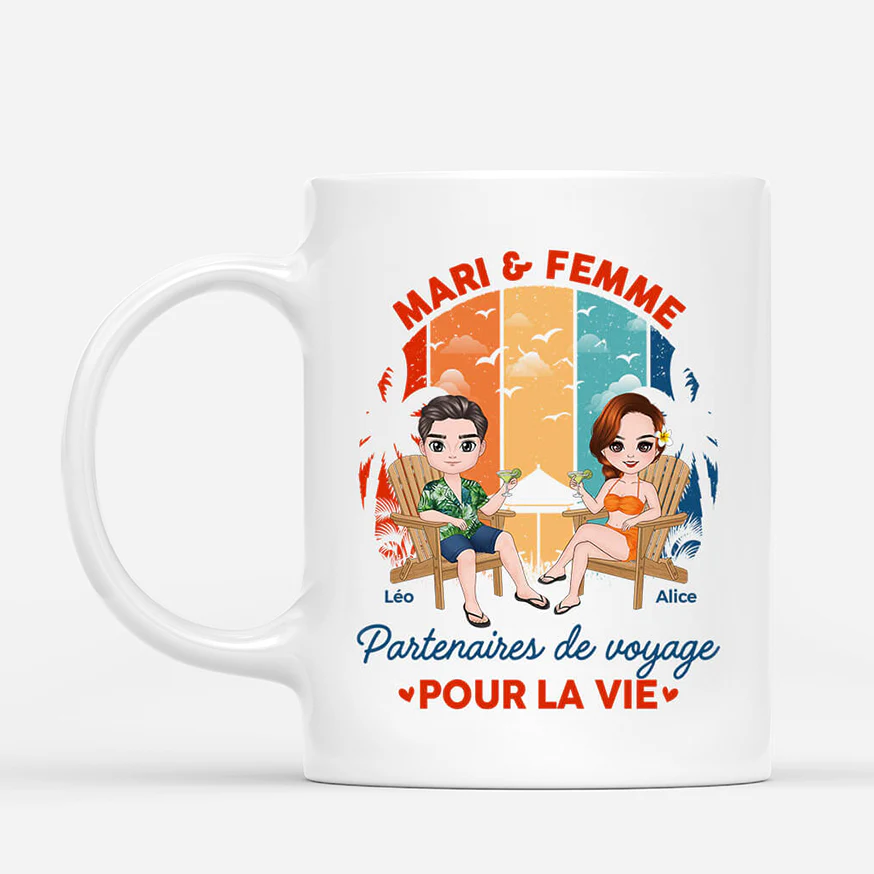 Tasse Personnalisée Couple - Partenaires de Voyage Pour La Vie