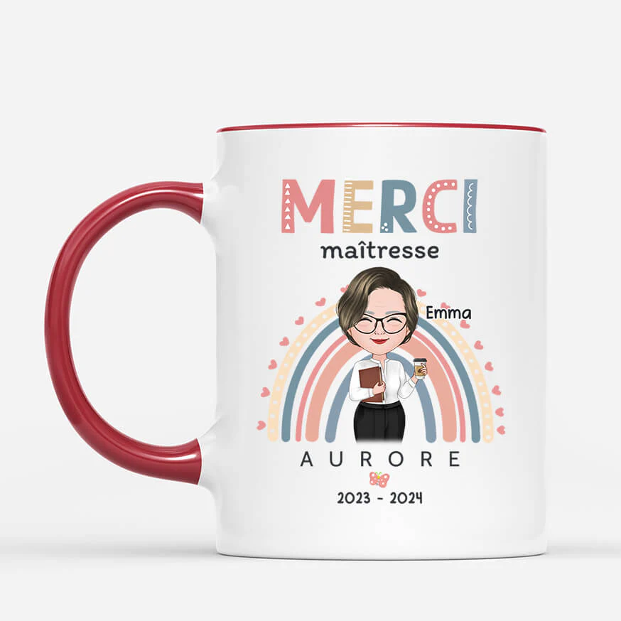 Tasse Personnalisée Merci Maîtresse - Merci Maîtresse Avec Nom - Image 2