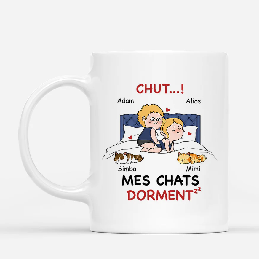 Tasse Personnalisée Chat et Maître - Mes Chats Dorment