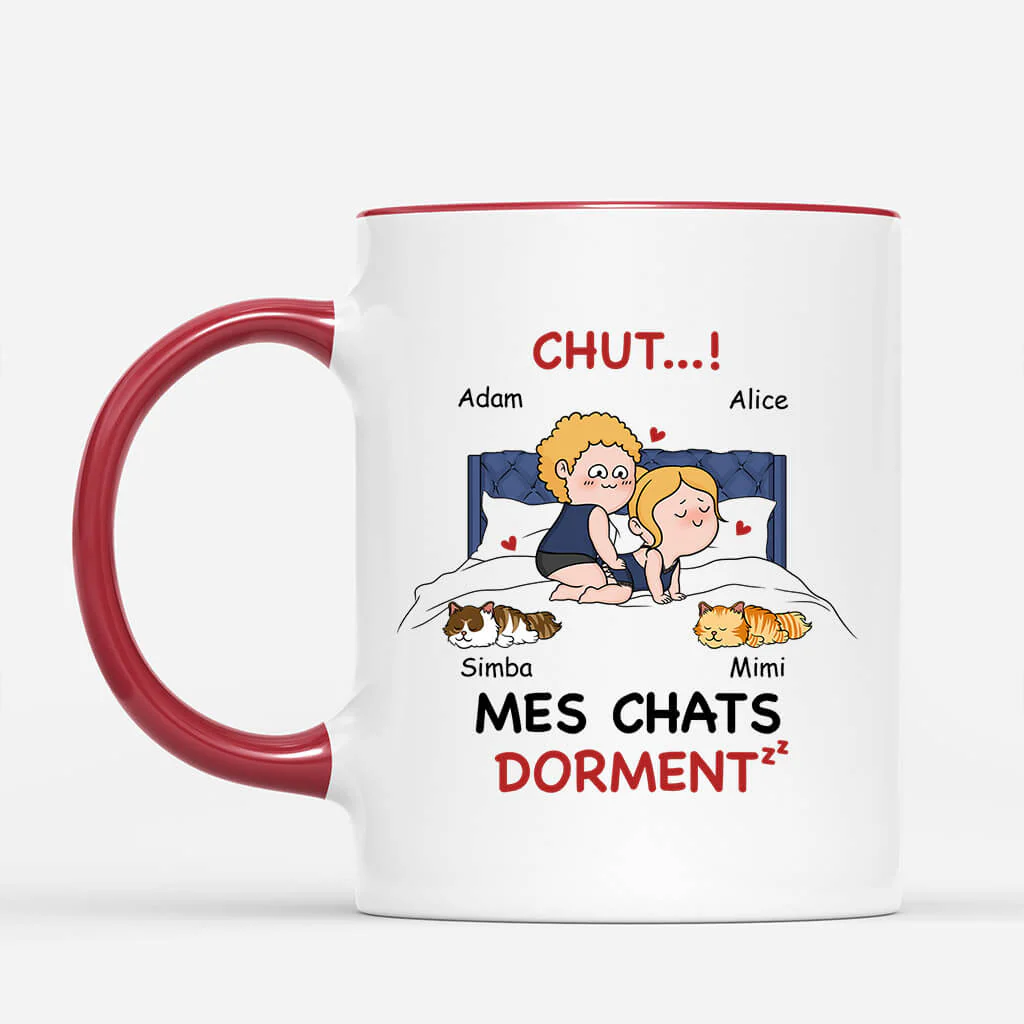 Tasse Personnalisée Chat et Maître - Mes Chats Dorment - Image 2