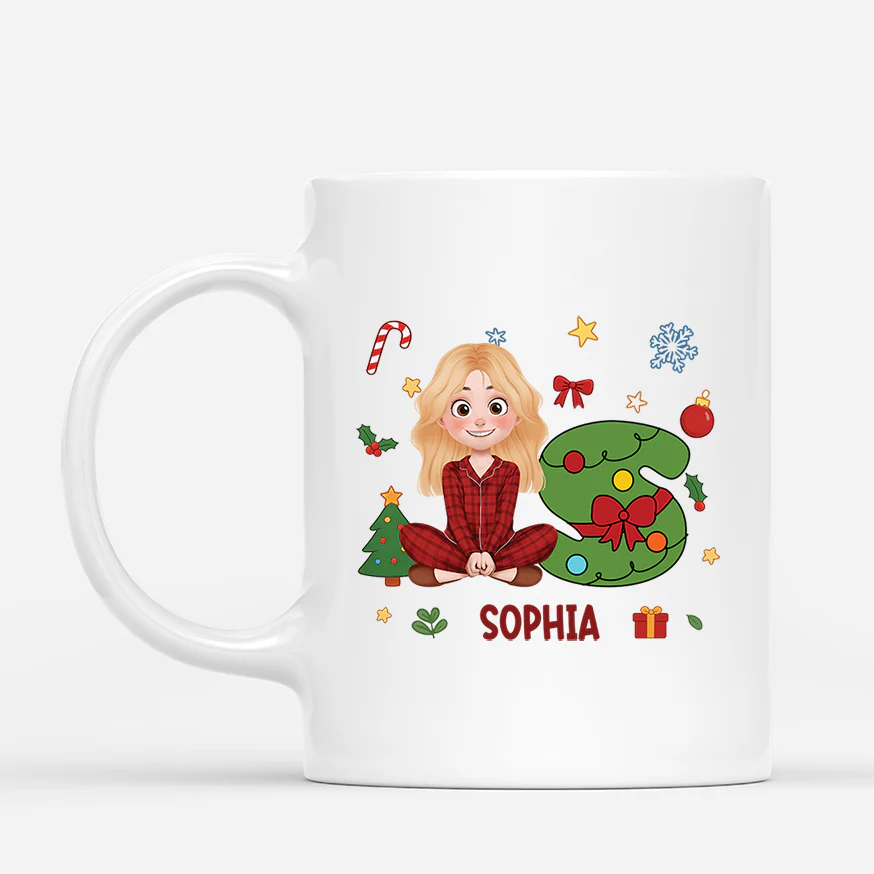 Mug de Noël Personnalisé - A est pour Amelia