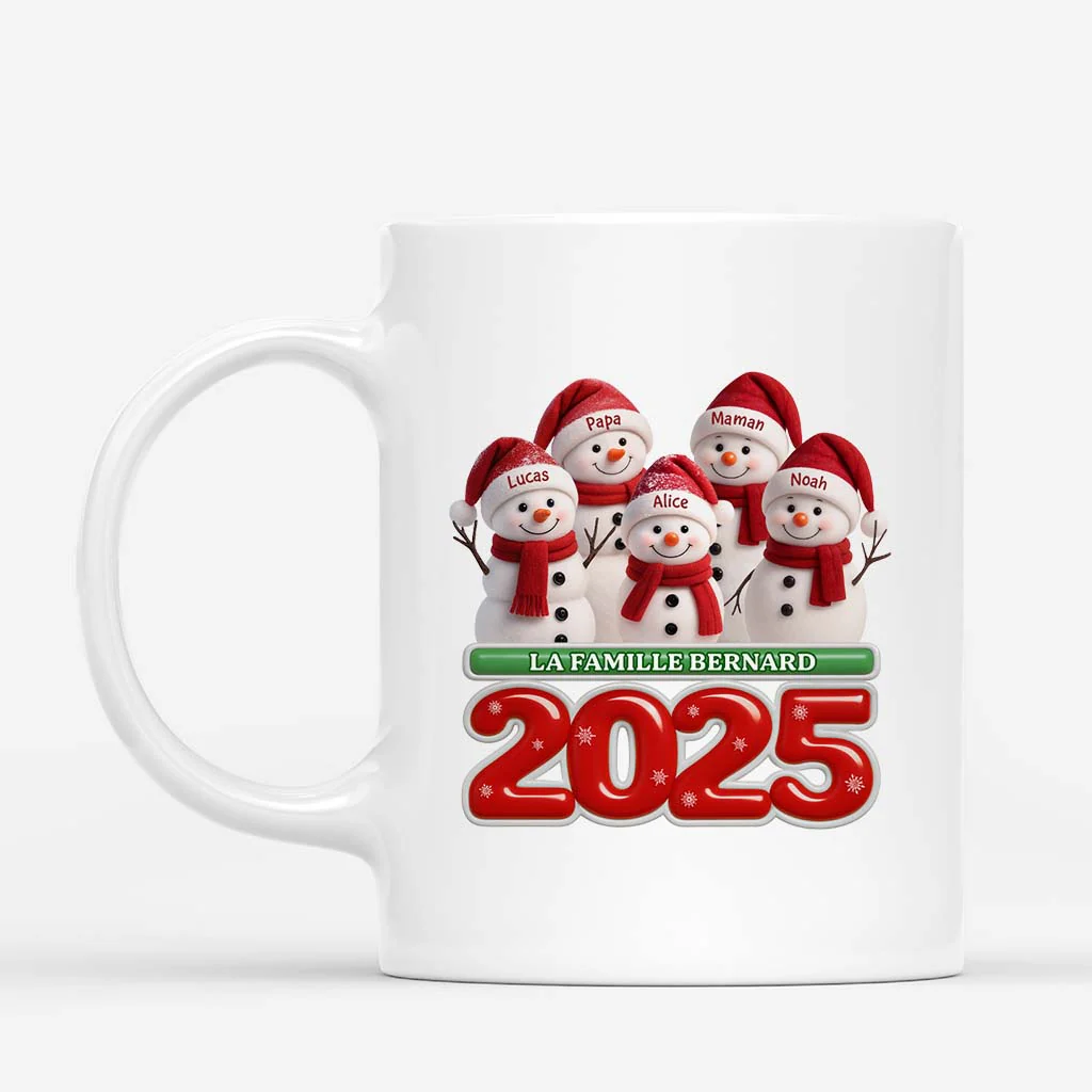 Mug Noël Personnalisé - Famille Bonhomme De Neige