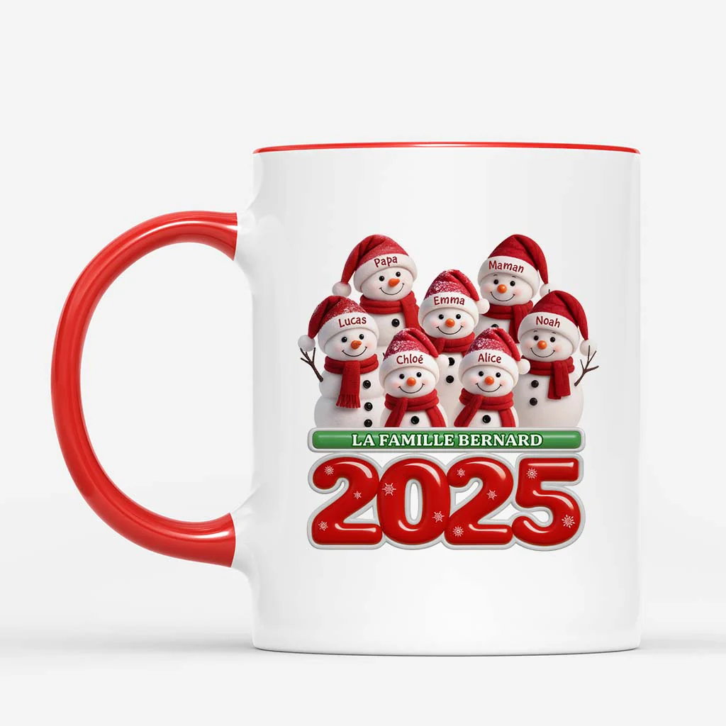 Mug Noël Personnalisé - Famille Bonhomme De Neige - Image 2