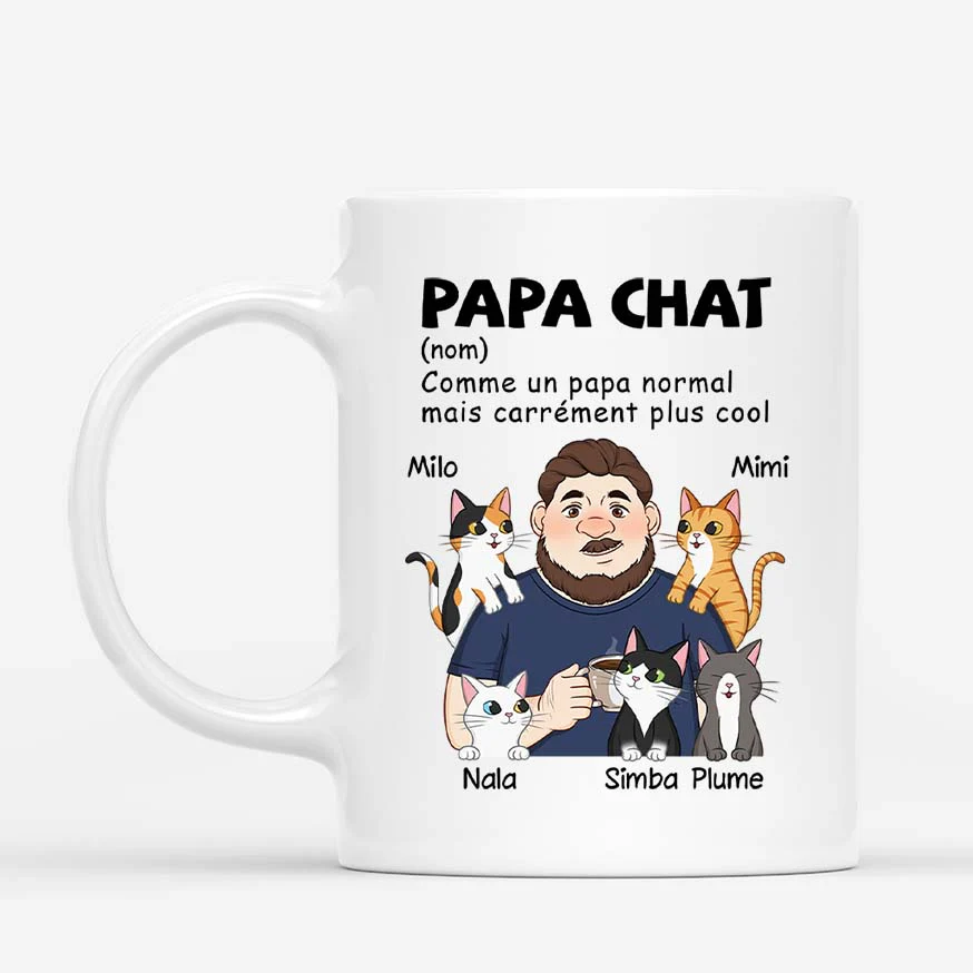 Mug Personnalisé Papa - Un Papa Chat Normal Mais Plus Cool