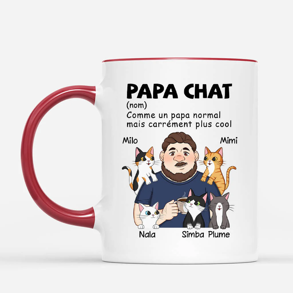 Mug Personnalisé Papa - Un Papa Chat Normal Mais Plus Cool - Image 2