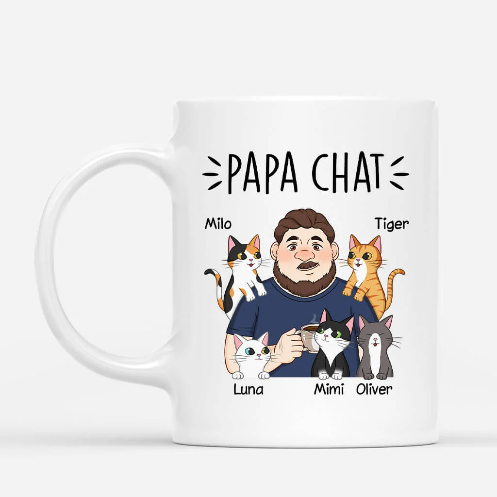 Mug Personnalisé Papa - Papa Chat Mignon