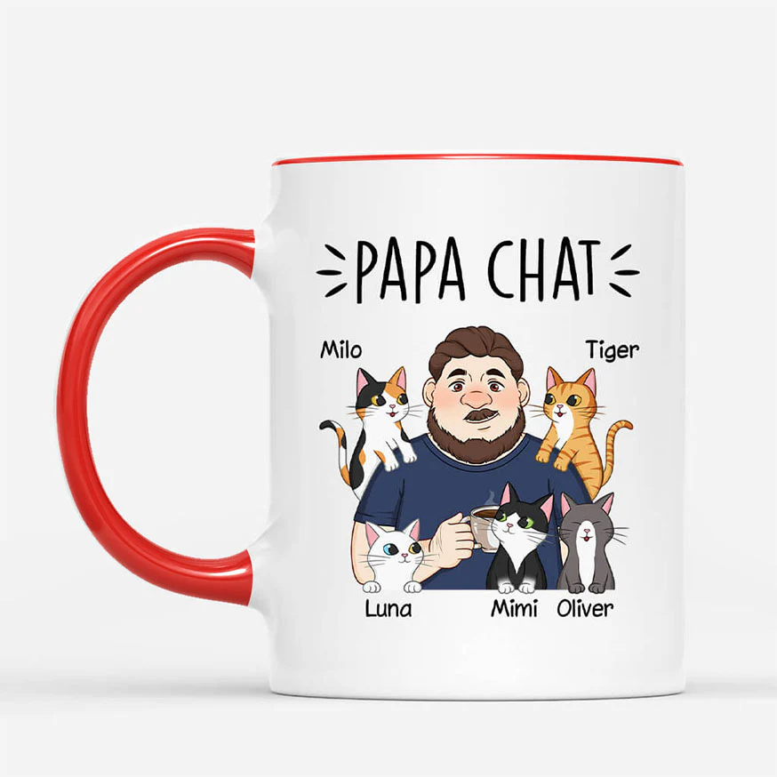 Mug Personnalisé Papa - Papa Chat Mignon - Image 2