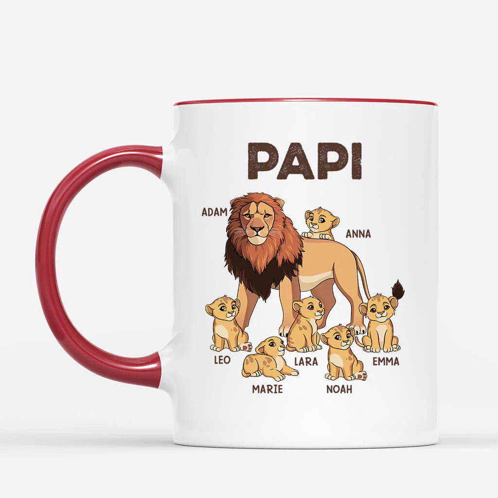 Tasse Personnalisée – Papa Lion Et Ses Enfants - Image 2