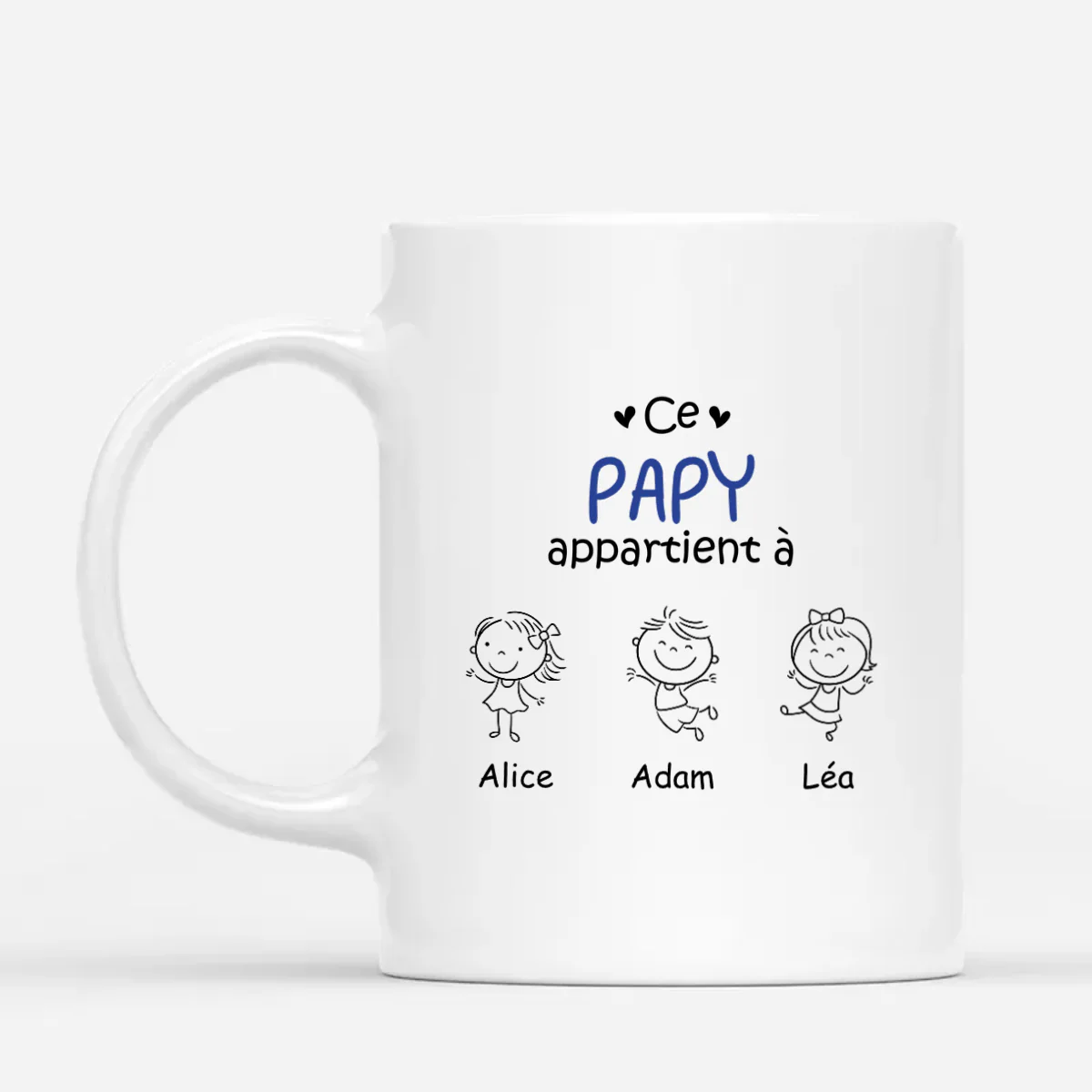 Mug Personnalisé Papa - Papa Papy Appartient à Dessin au Crayon