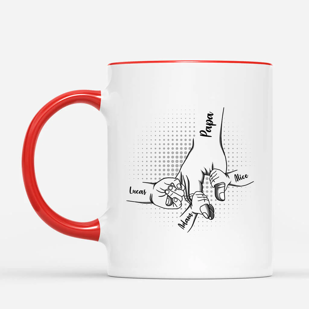 Mug Personnalisé Papa - Papa/Papy Et Ses Enfants Tenant Les Mains - Image 2
