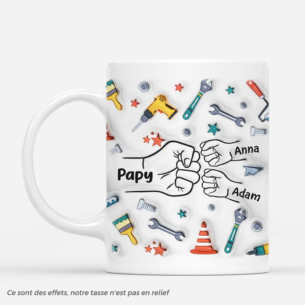 [Effet d'impression 3D]  Tasse Personnalisée Papa - Papa Réparateur Bosses De Poing