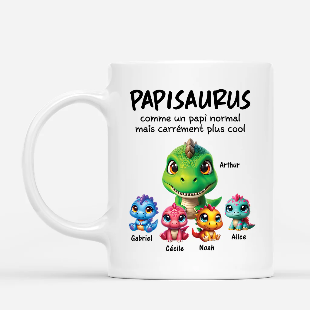 Tasse Personnalisée - Papasaurus 3D Comme Papa Normal Mais Plus Cool