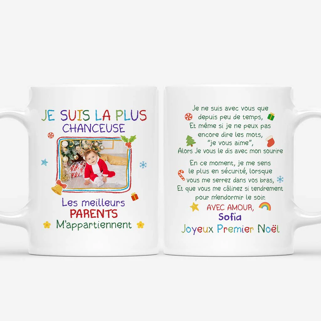 Mug Personnalisé Avec Bébé - Joyeux Premier Noël Maman Et Papa