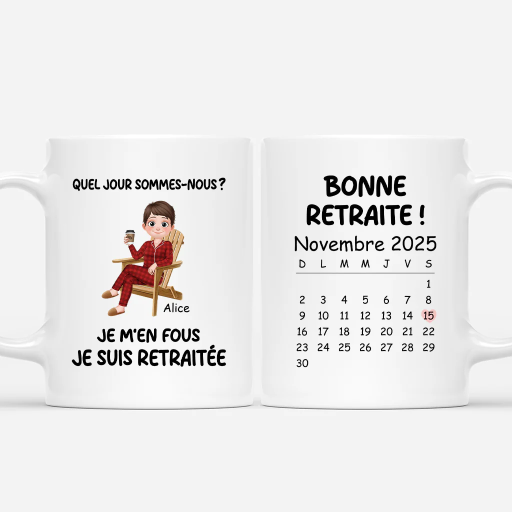 Mug Personnalisé Retraite - Calendrier Bonne Retraite