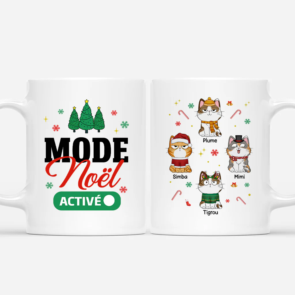 Mug Personnalisé Avec Chat - Mode Noël Activé