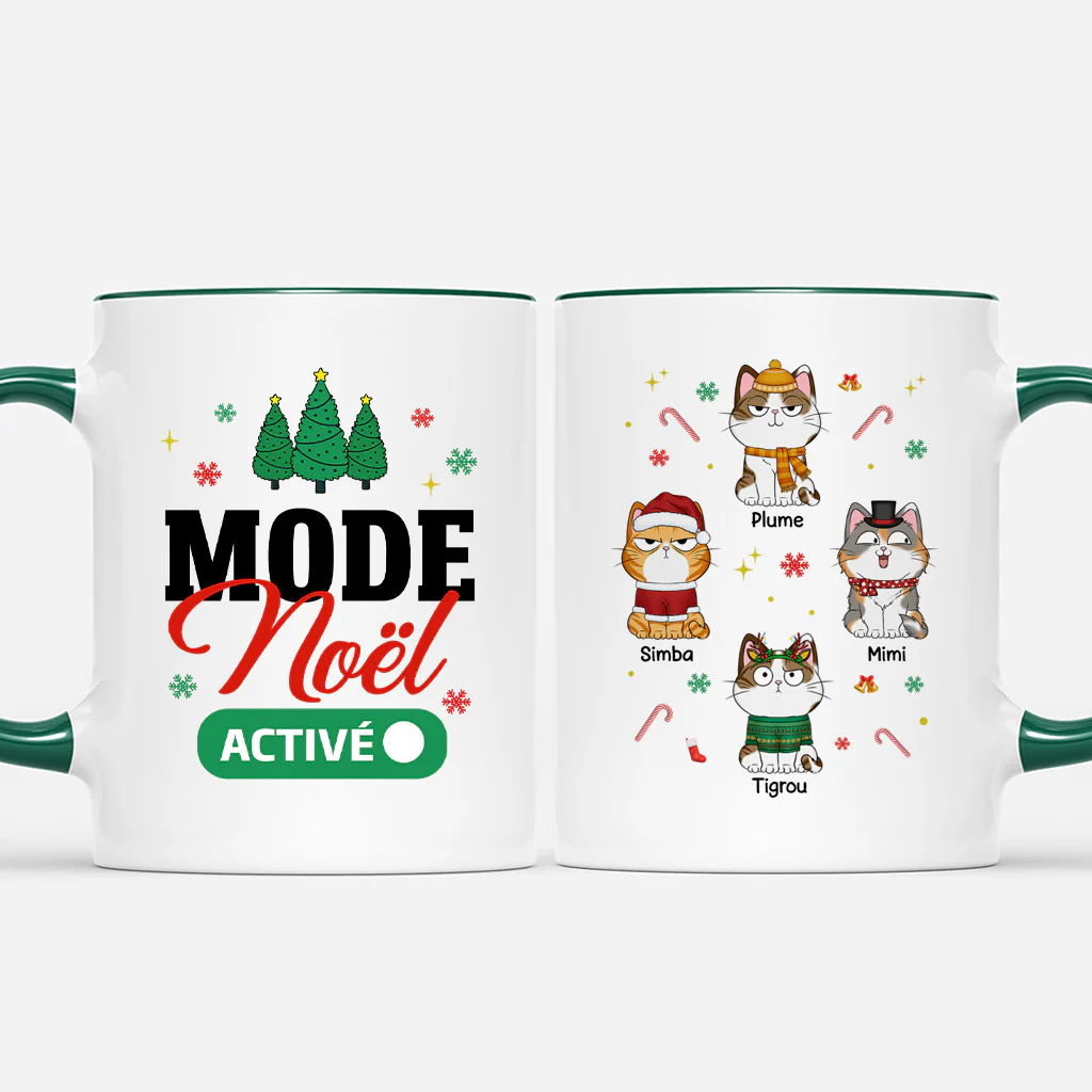 Mug Personnalisé Avec Chat - Mode Noël Activé - Image 2