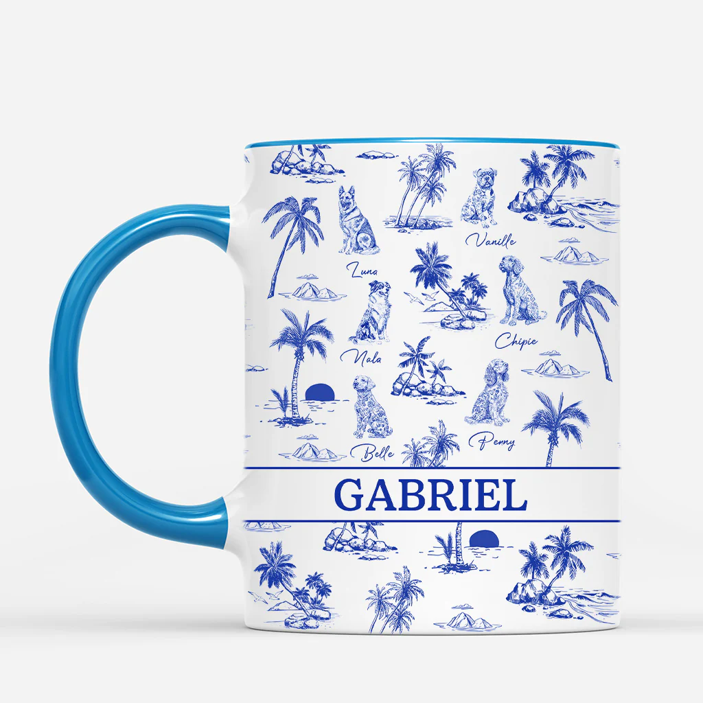 Mug personnalisé chien | Style Blue Toile - Image 2