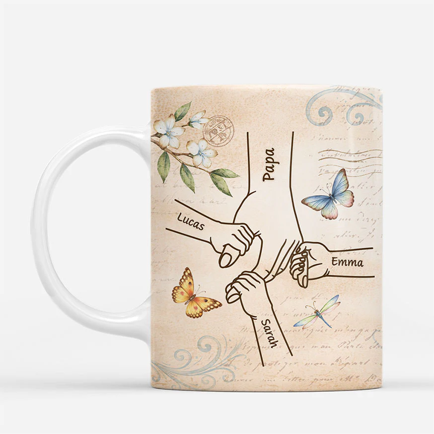 Tasse Maman | Tenir La Main De Maman Papa Personnalisée - Image 2