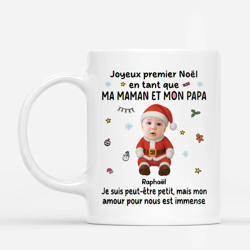 Mug Personnalisé Avec Photo - Joyeux Premier Noël À Maman Papa