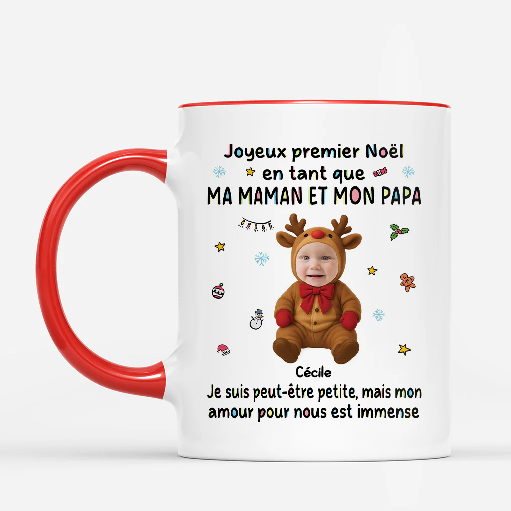 Mug Personnalisé Avec Photo - Joyeux Premier Noël À Maman Papa - Image 2