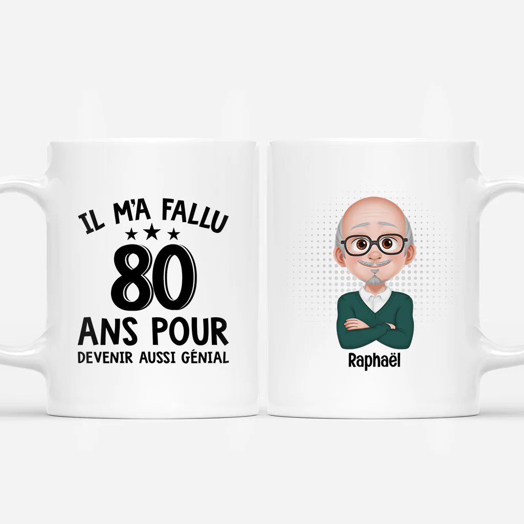 Mug Personnalisé Avec Photo Pour Femme/Homme - 80 Ans Pour Devenir Aussi Génial