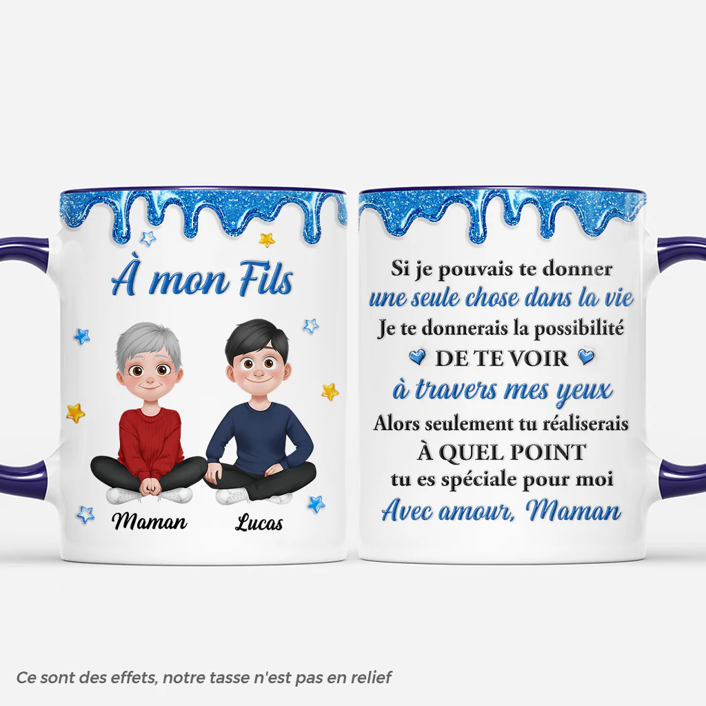 Mug Personnalisé Avec Prénom Pour Fille/Petite-fille/Fils/Petit-fils - Voir À Travers Mes Yeux