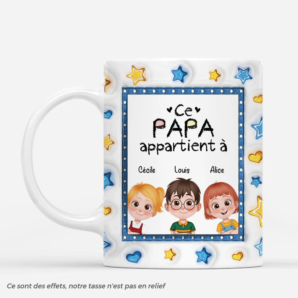 [Effet d'Impression 3D] Mug Personnalisé - Ce Maman Appartient À - Bleu Et Jaune - Image 2