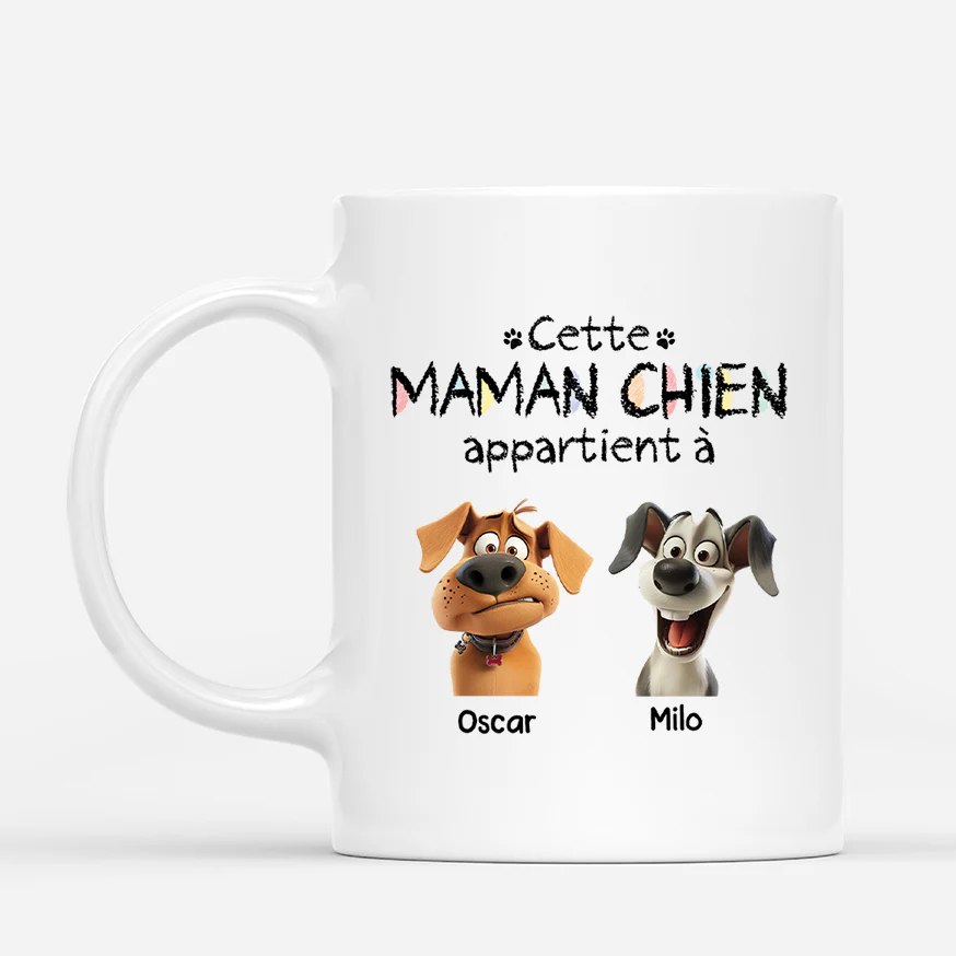 Mug Personnalisé Papa - Maman/Papa Chien Appartient À - Design Cartoon