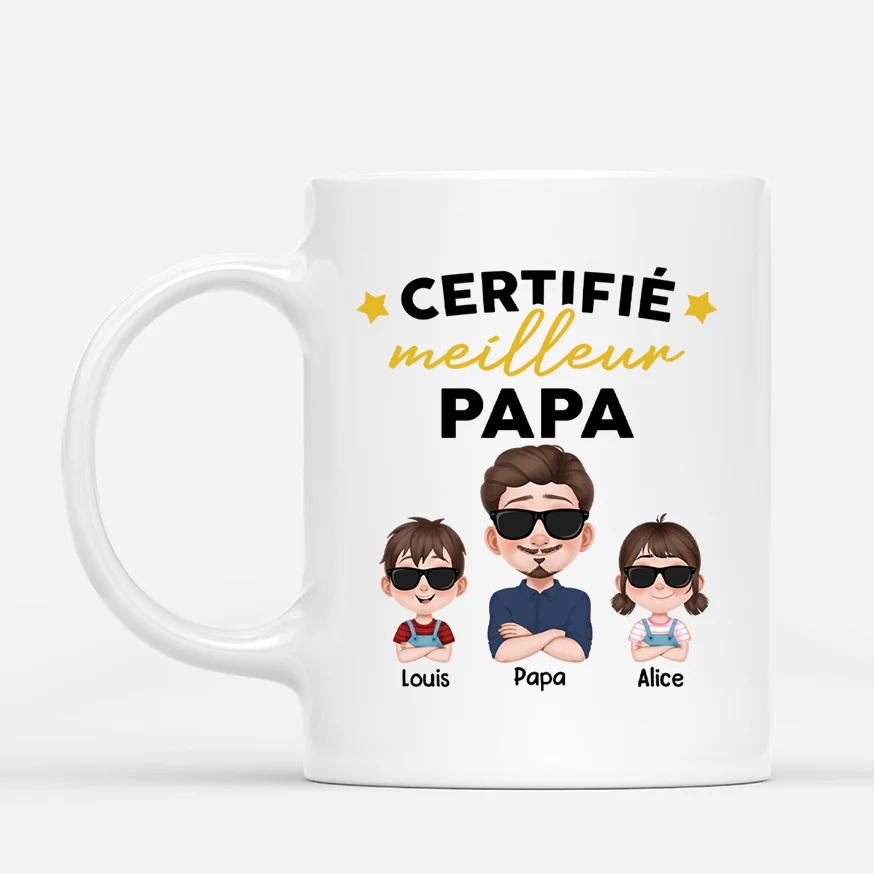 Mug Personnalisé Papa - Certificat Du Meilleur Papa