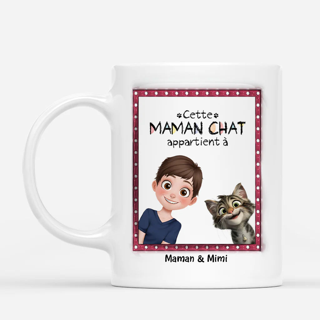 Tasse Maman Chat Personnalisé – Cette maman / Ce papa chat appartient à