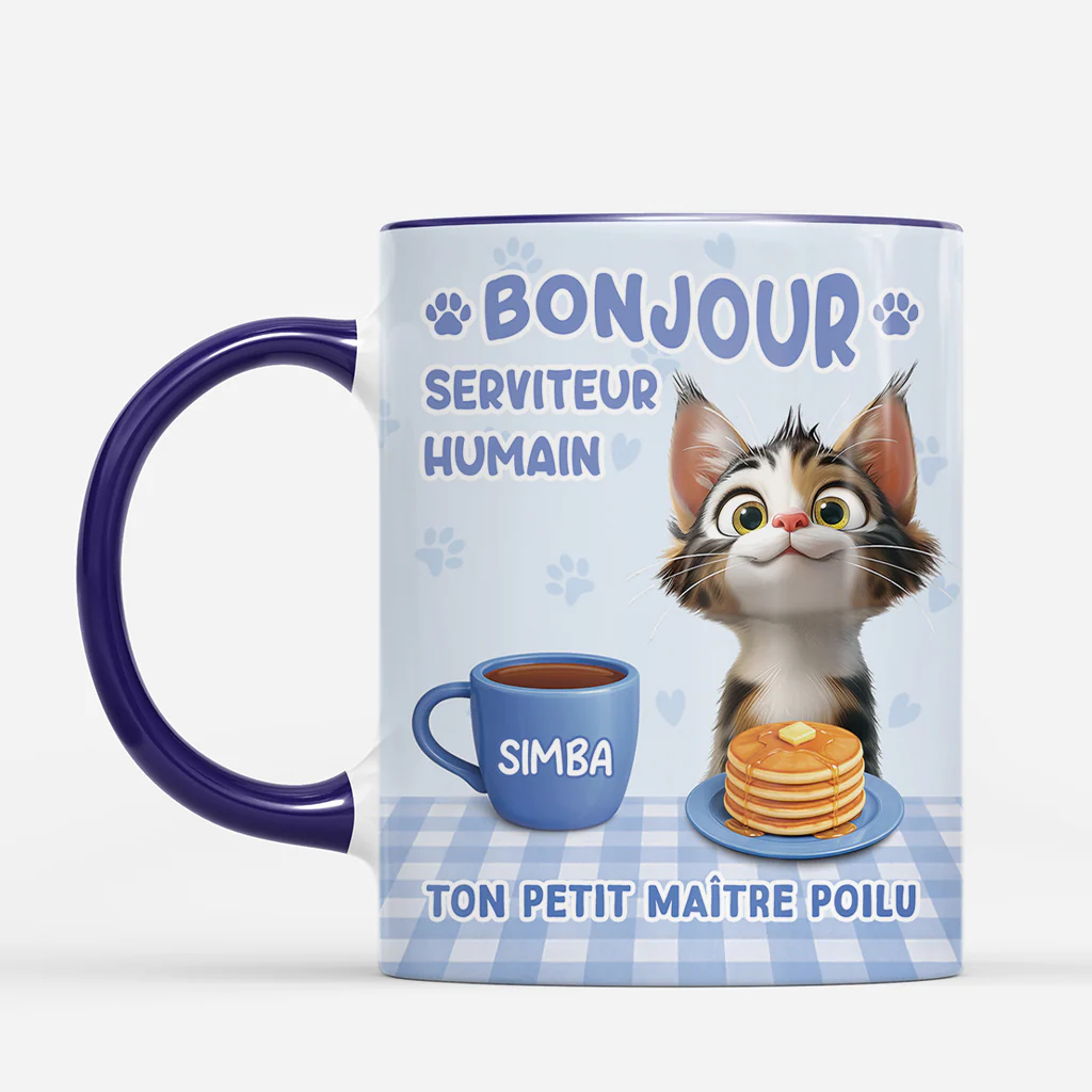 Mug Personnalisé avec Chat - Bonjour Serviteur Humain - Image 2