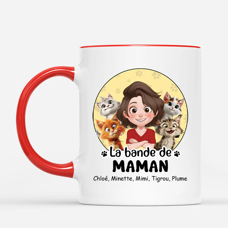Mug Personnalisé Papa - La Bande À Papa Chat Design Cartoon - Image 2