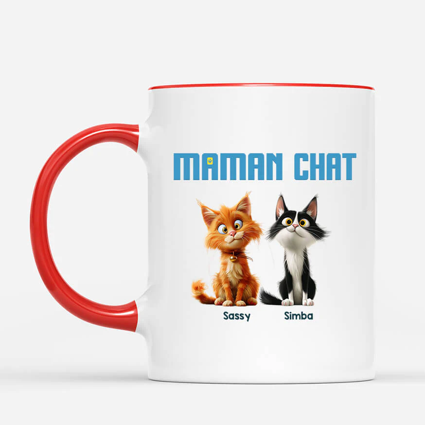 Mug Personnalisé Papa - Papa Chat 3D Design Cartoon - Image 2