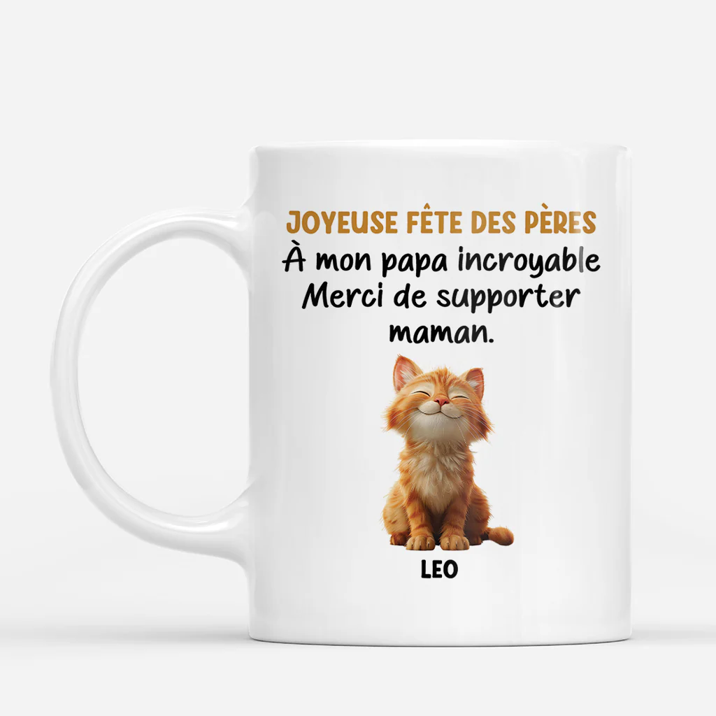 Mug Personnalisé Chat - Merci Cadeau Fête Des Mères Et Fête Des Pères