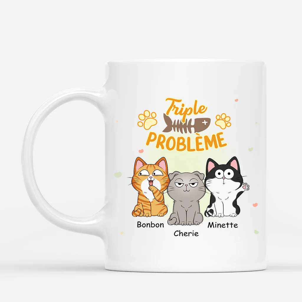 Mug Personnalisé Chat - Trois Fois Plus D'ennuis