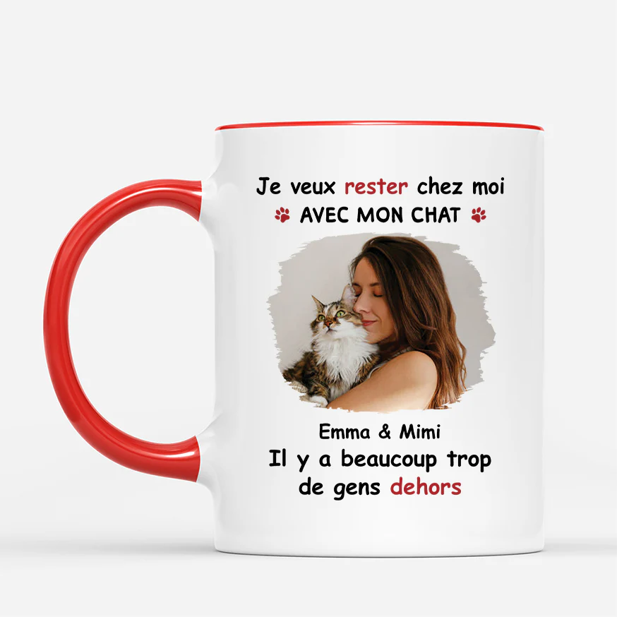 Mug Personnalisé Chien Chat Avec Photo - Rester À La Maison Avec Mon Chien - Image 2